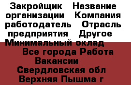 Закройщик › Название организации ­ Компания-работодатель › Отрасль предприятия ­ Другое › Минимальный оклад ­ 8 000 - Все города Работа » Вакансии   . Свердловская обл.,Верхняя Пышма г.